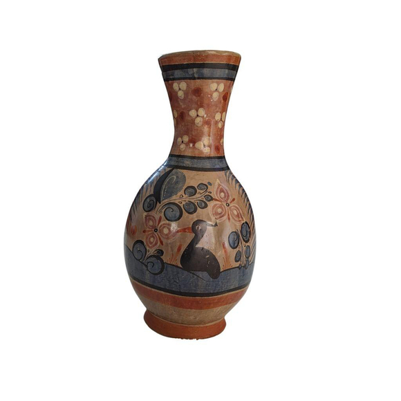 Vintage Tonala Hand Painted Mexican Folk art Pottery Vase - Picture 1 of 15